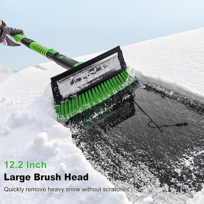 SEAAES 55 Inch Ice Scraper and Snow Brush with Squeegee, Extendable Snow Ice Removal with Foam Grip for Windshield SUV Truck Vehicle Window