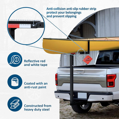 Truck Bed Extender, 2 in 1 Design Foldable Pick Up Truck Bed Hitch Mount Extension Rack ,800lbs Load Capacity - OMOTOR