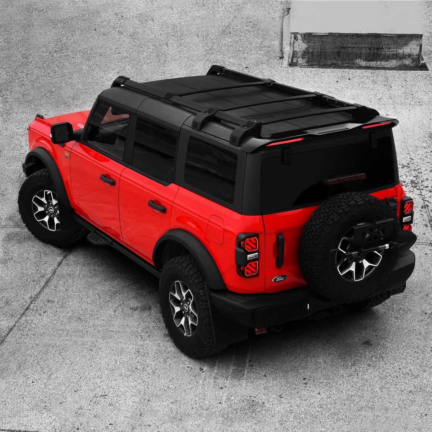 Rear Roof Spoiler for Ford Bronco 2021-2025, High Position Rear Tail Spoiler with LED Tail Light Accessories, Brake Light/Running Light/Turn Signal Light, Wing Lip Spoiler (Gloss Black)