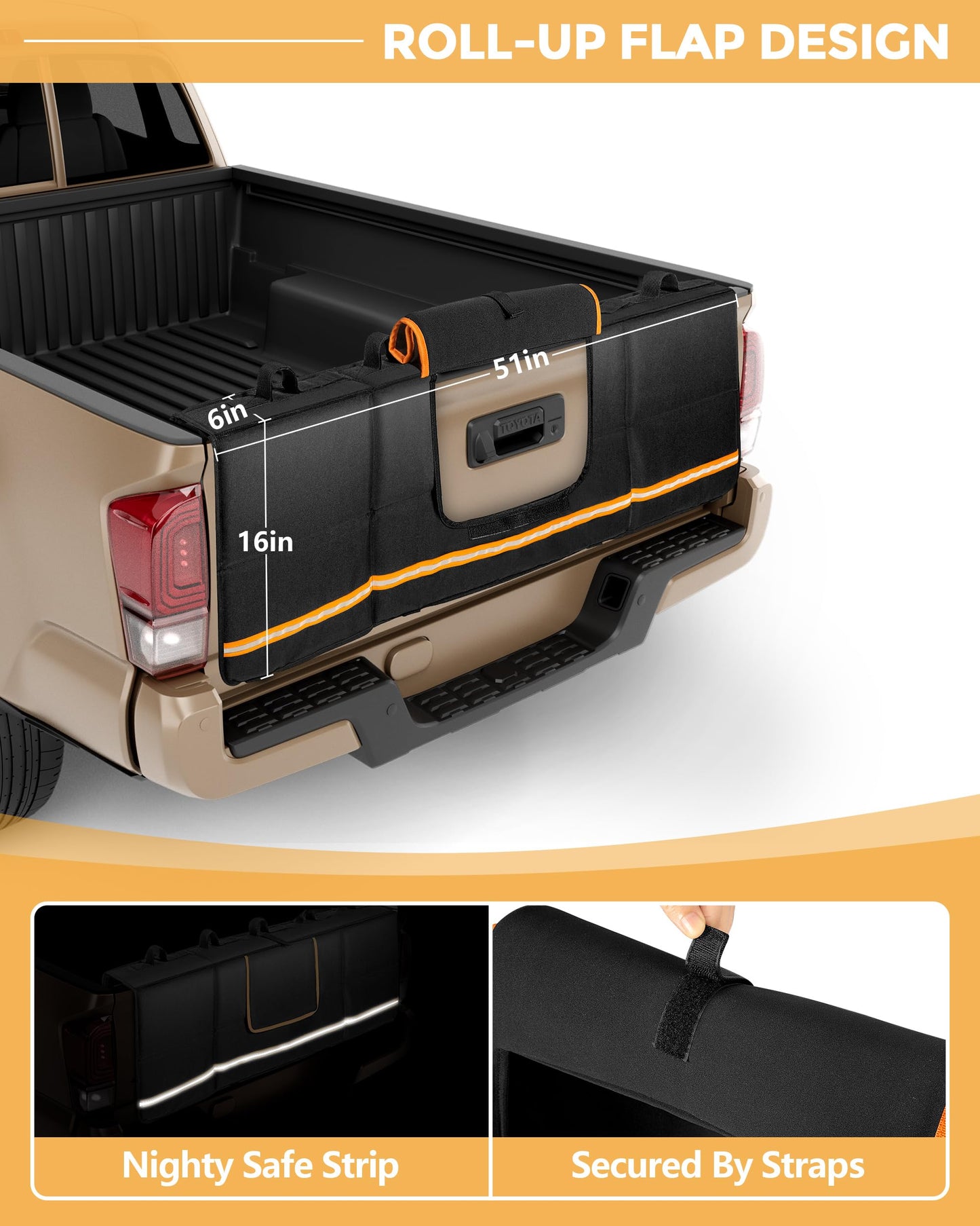 Thick Mid-Size Pickup Tailgate Bike Pad, 51" Wide, 5-Bike Capacity, Black