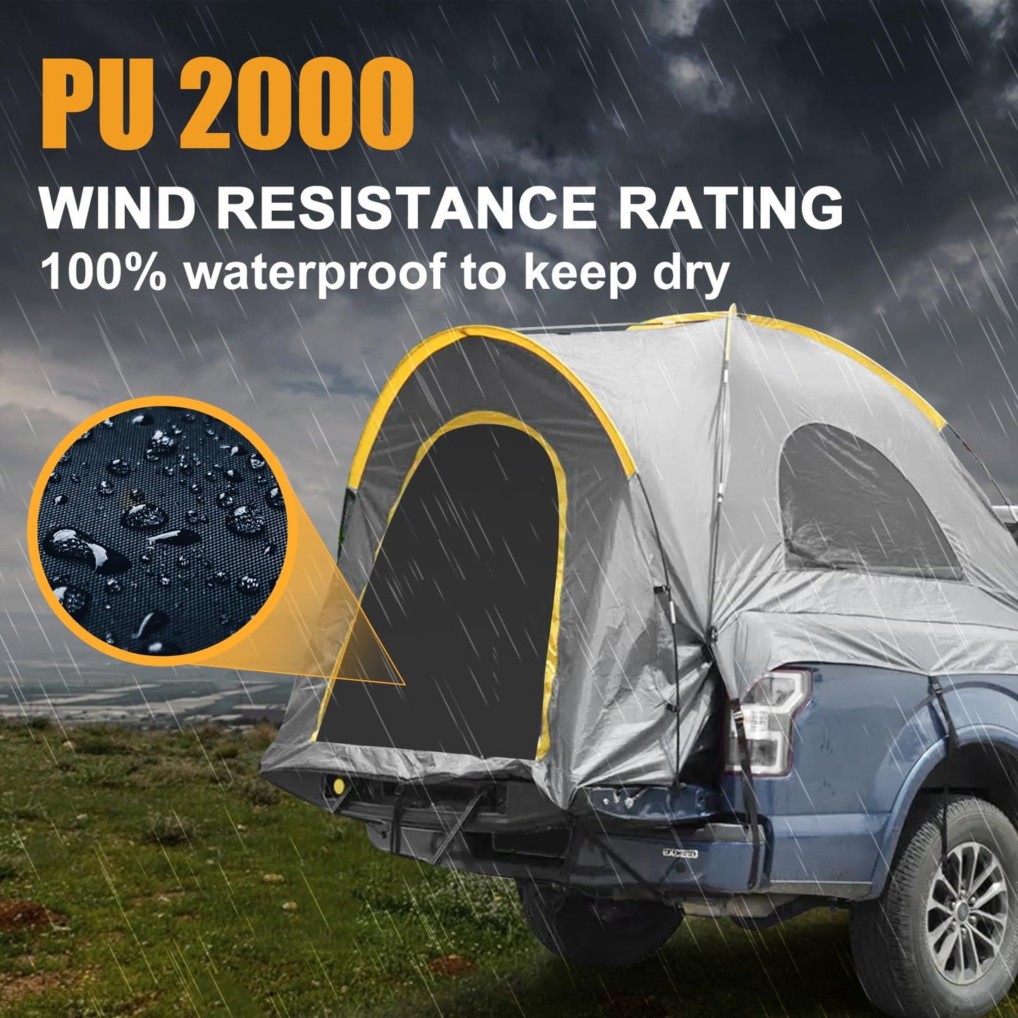 Truck Bed Tent, Waterproof PU3000mm Pickup Truck Tent for Camping Bed, for Car Camping