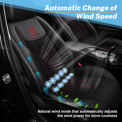 Cooling Car Seat Cushion Front Seat,12V Cooling Seat Cover for Car with 10 Fans,Rapid Cooling with Automatic Start and Pause Seat Cushion (Black)