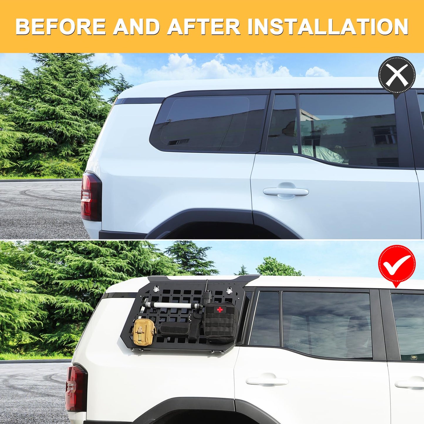 Rear Side Window Storage Molle Panel Compatible with Toyota Land Cruiser Prado 250 J250 LC250 2024 2025