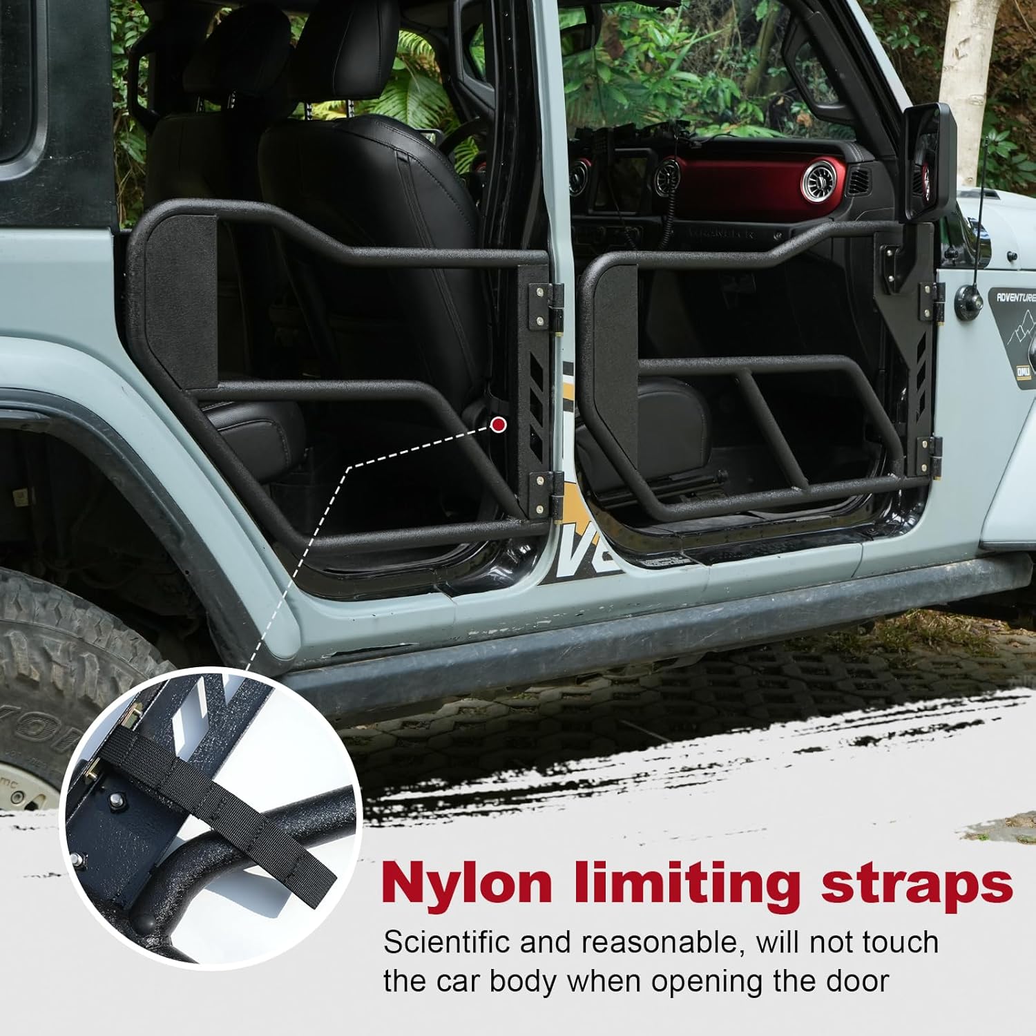 Compatible with Jeep Tube Doors with Rear Side View Mirror,JL JT Half Doors Compatible with Jeep Wrangler 2018-2024 JL&2020-2024 Gladiator JT 4 Door, Safari Tubular Doors Adventure Style