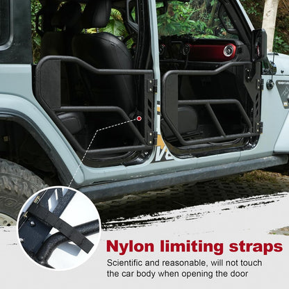 Compatible with Jeep Tube Doors with Rear Side View Mirror,JL JT Half Doors Compatible with Jeep Wrangler 2018-2024 JL&2020-2024 Gladiator JT 4 Door, Safari Tubular Doors Adventure Style