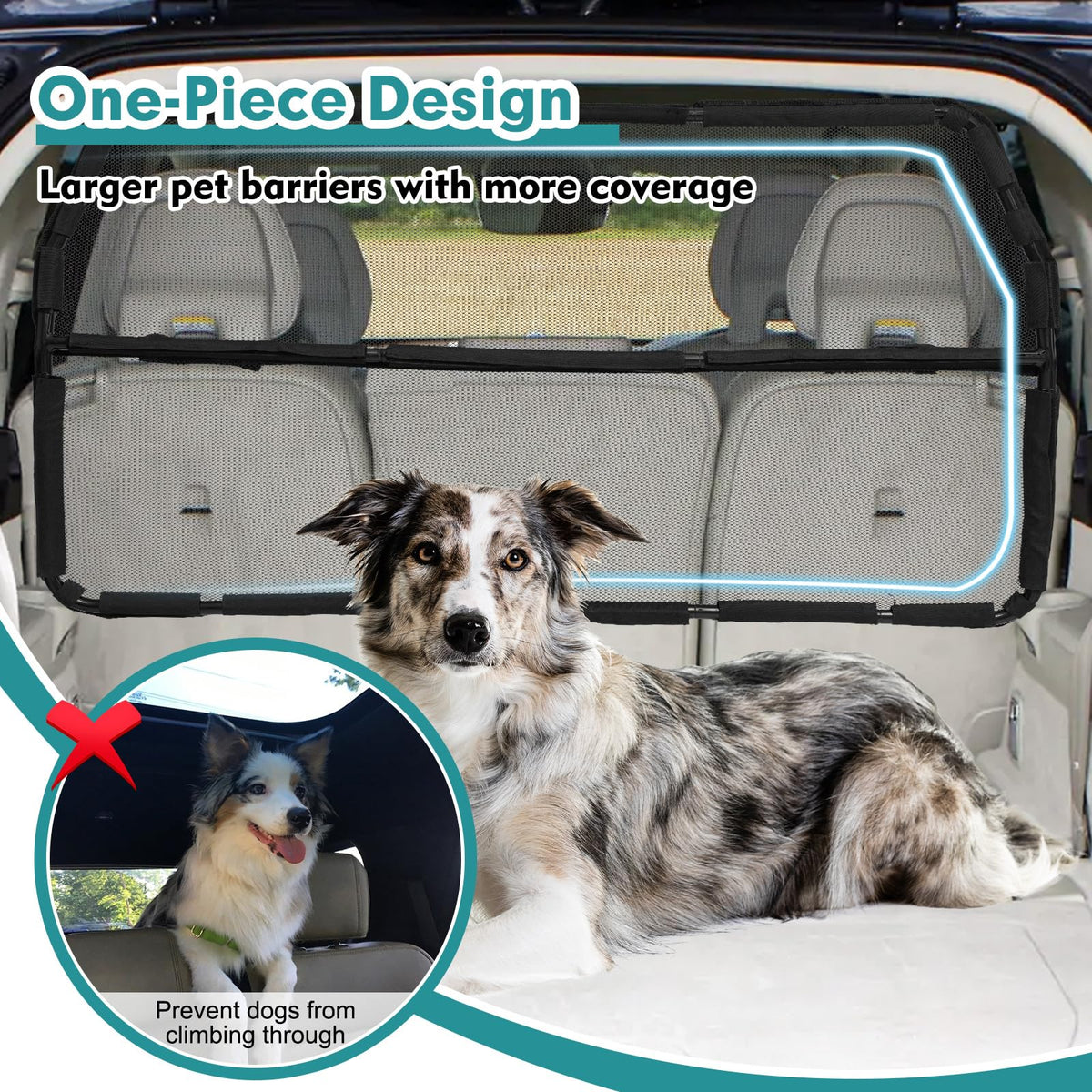Dog Car Barrier with Net Mesh for SUVs & Trucks