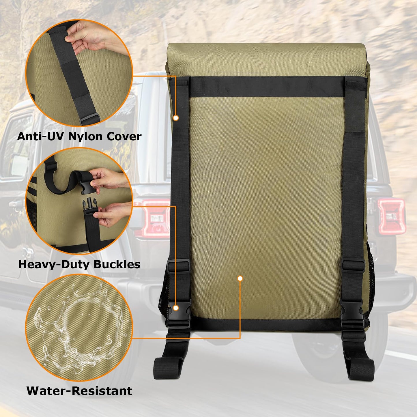 Spare Tire Trash Bag, Offroad Storage Bag Heavy Duty Truck Tailgate Fits up to 40" Tire for Jeep Truck SUV Car