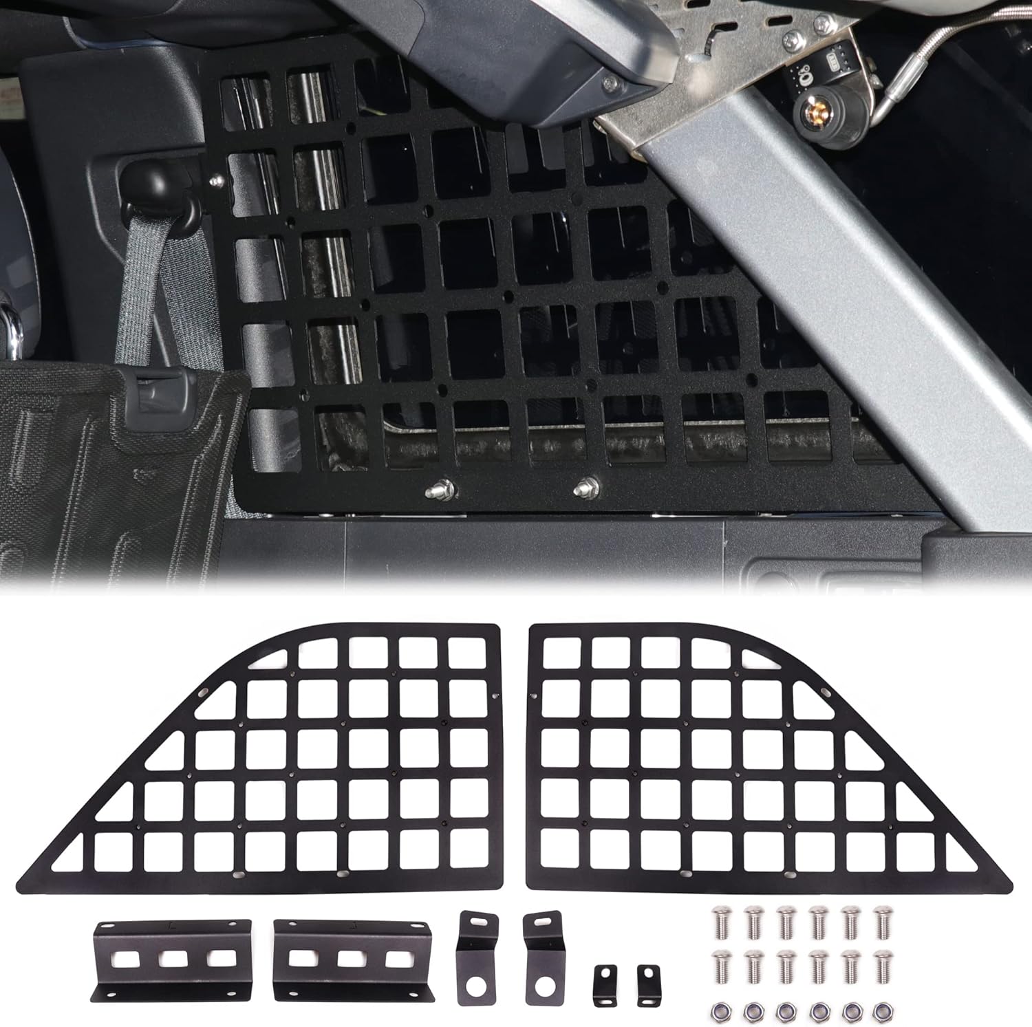2 Pcs Black Rear Window Molle Panel for 2021-2026 Ford Bronco 4 Door