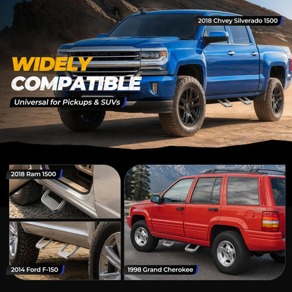 Universal Aluminum Side Step with Mounting Brackets for Pickups & Trucks