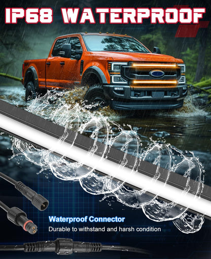 OFFROADTOWN 37 Inch 2PCS Amber LED Grille Light Bar Kit for 2017-2022 Ford Super Duty F-250 Curved Front Grille Light Kit DRL LED Grille Lights Warning Lights Waterproof Ford Accessories