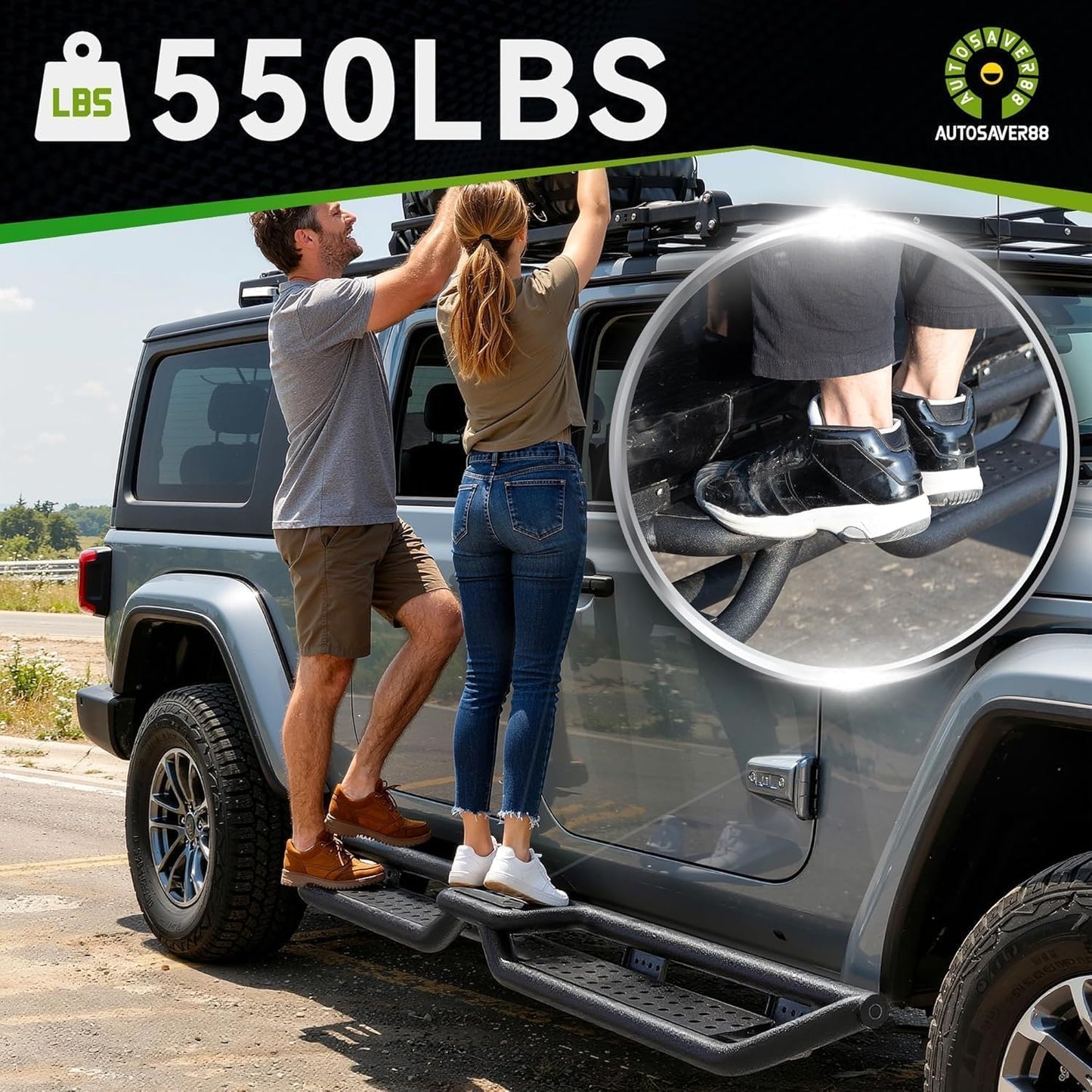 Carbon Steel Running Boards & Side Steps Compatible with 2024-2026 Tacoma Double Cab/Crew Cab
