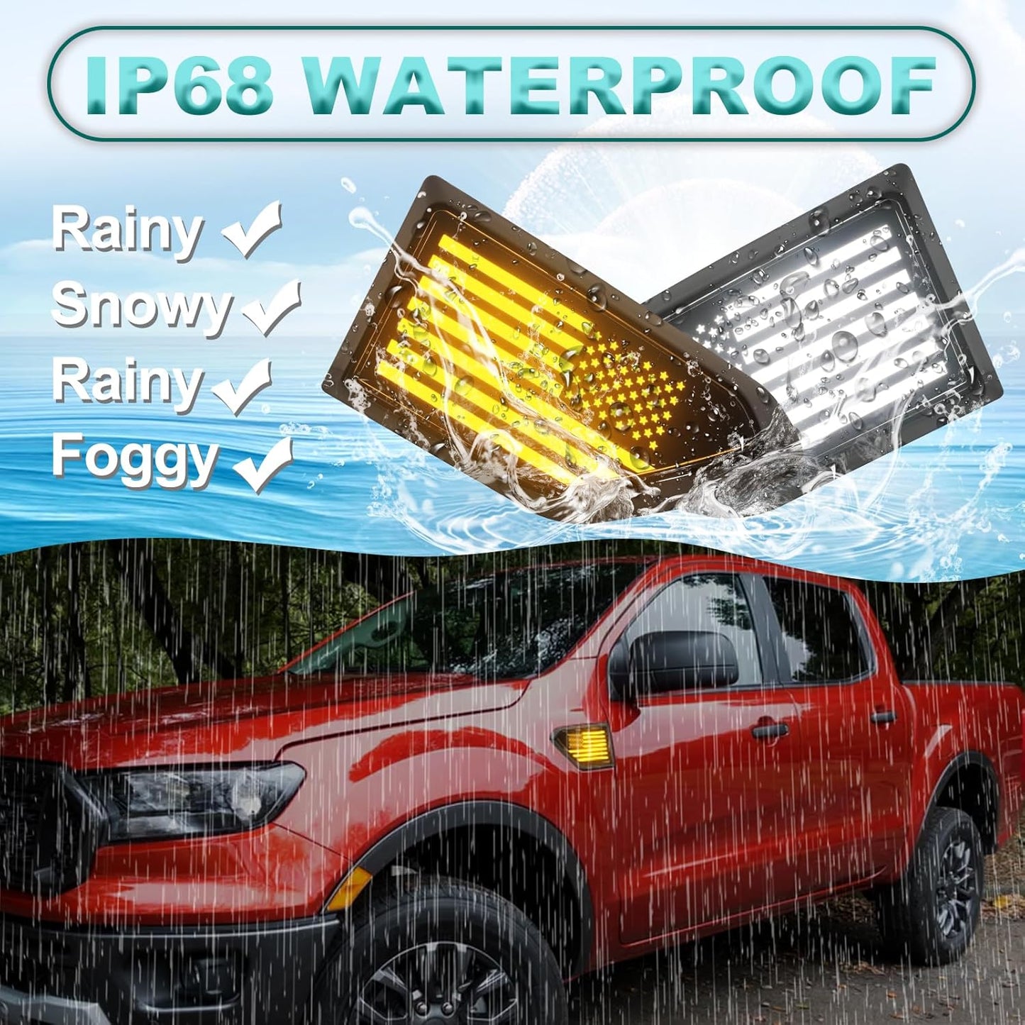 Smoked Led Fender Lights Fit For 2019 - 2023 Ford Ranger (For xl xlt lariat tremor only)