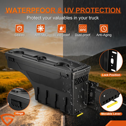 Truck Bed Swing Toolbox for Ford F-150 2015-2025, 30L