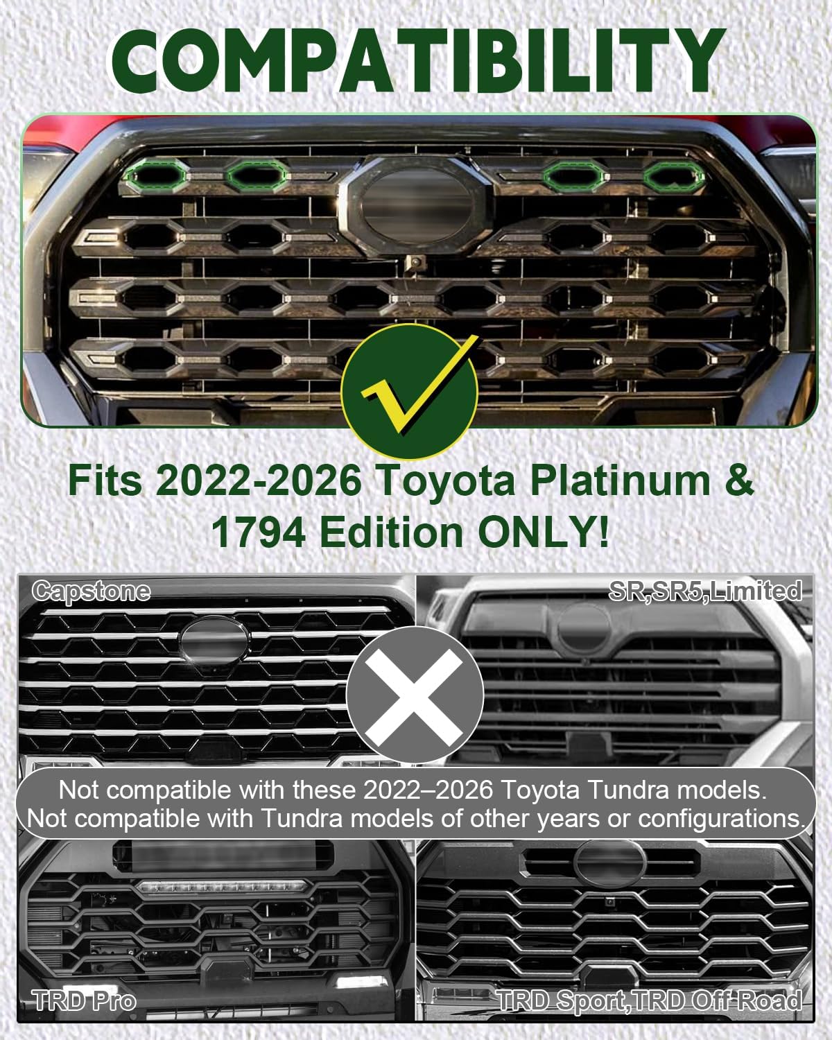4PCS LED Front Grill Lights for Toyota Tundra 2022-2026 3rd Gen