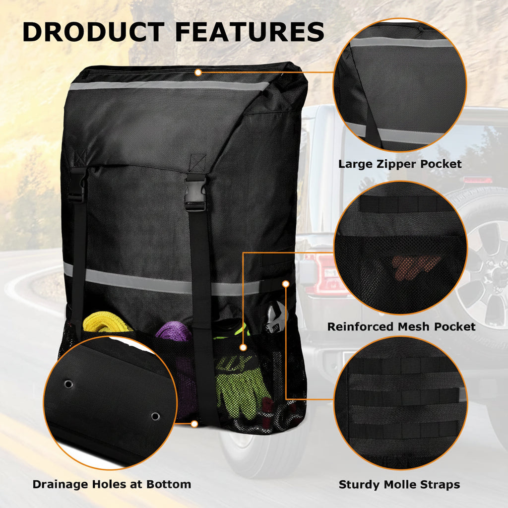 Spare Tire Trash Bag, Offroad Storage Bag Heavy Duty Truck Tailgate Fits up to 40" Tire for Jeep Truck SUV Car