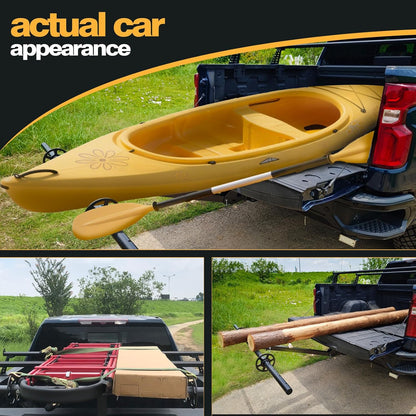 Adjustable Truck Bed Extender Hitch Mount for Trucks & SUV, Kayaks, Ladders, Lumber & Oversized Cargo, Reflective Tape