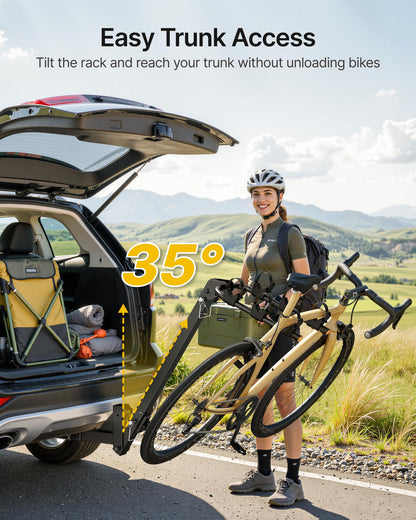 Heavy-Duty 3-Bike Hitch Rack for Cars, Trucks, SUVs