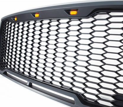 Front Grille with Amber LED Lights Compatible with 2015-2017 F150 Pickup
