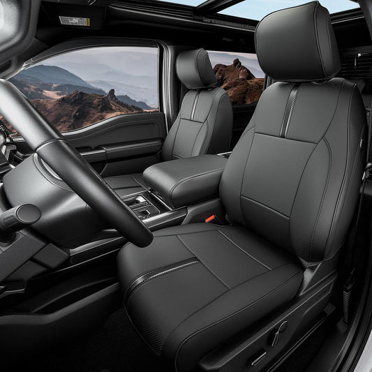 Leather Waterproof Black Seat Covers  for Ford F150 Seat Covers 2015-2026 SuperCrew/CrewCab(XL,XLT)