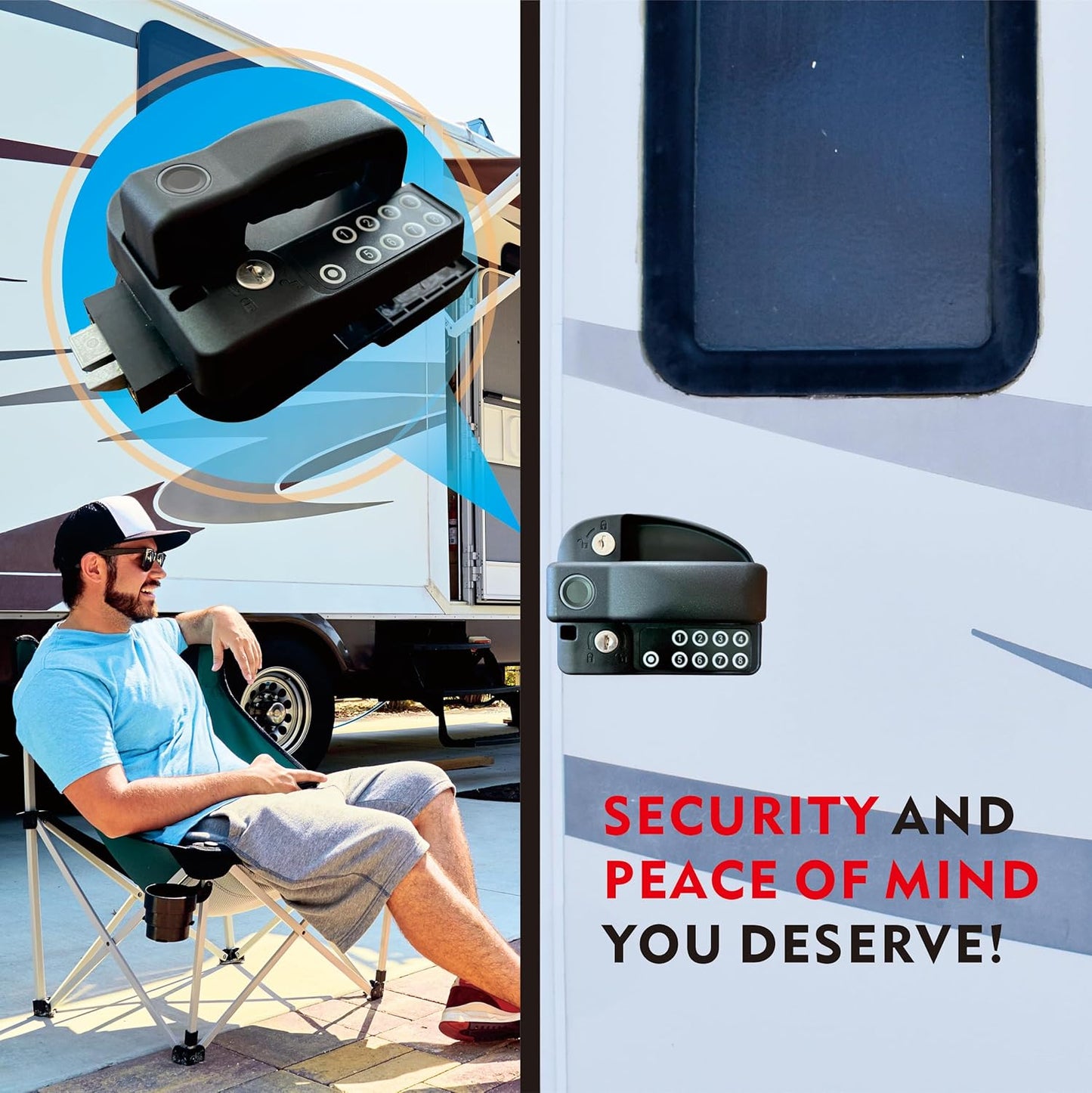 Upgraded RV Door Lock entry with Fingerprint, Password & Keys Fits Camper Trailer Cargo Trailer, Excludes Class A/C RVs