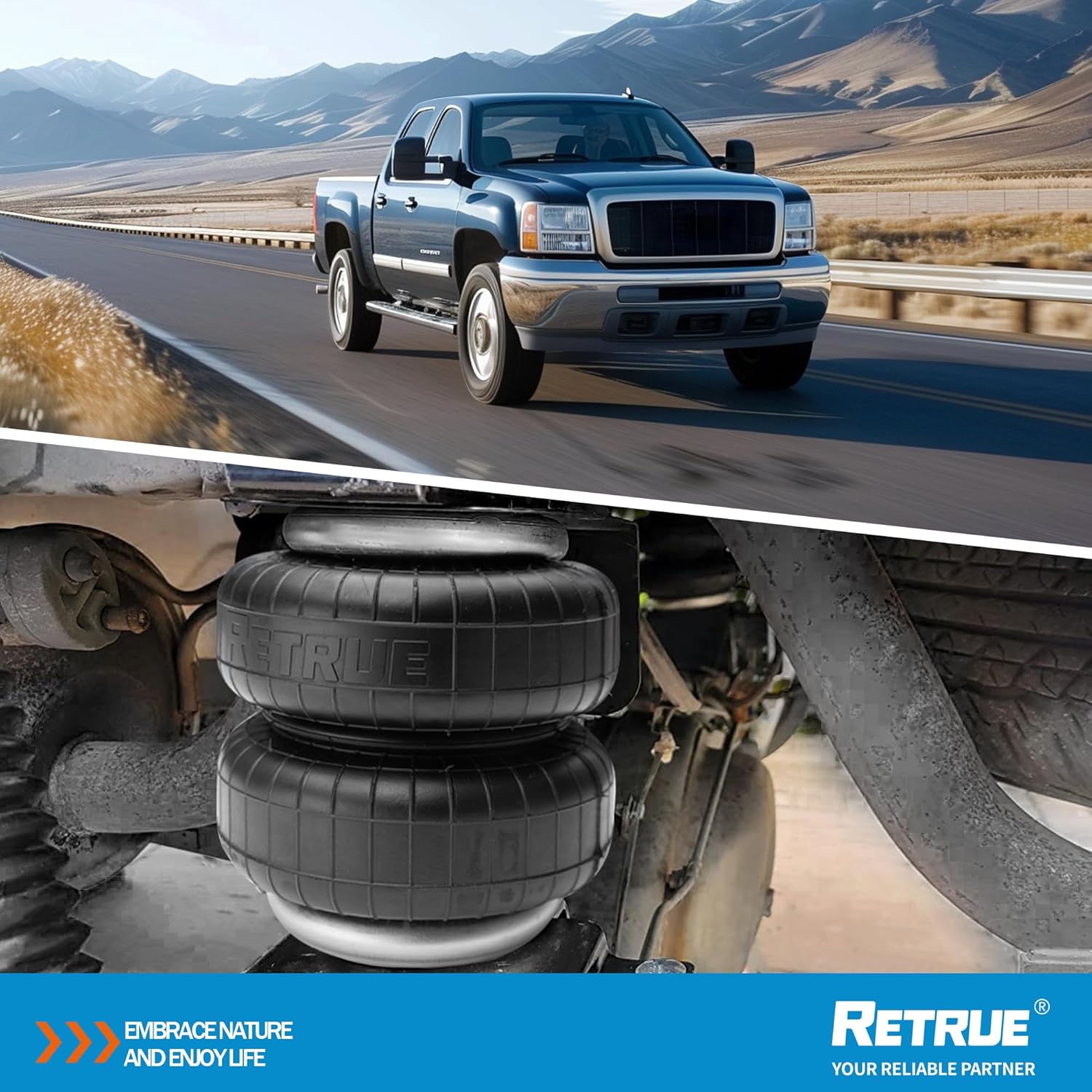 RETRUE Rear Air Bags Suspension Kit for 2005-2023 Toyota Tacoma Prerunner 2WD Tacoma 2WD/4WD Truck Towing, 5000 Lbs of Load Leveling Capacity, Replacement for Firestone 2407