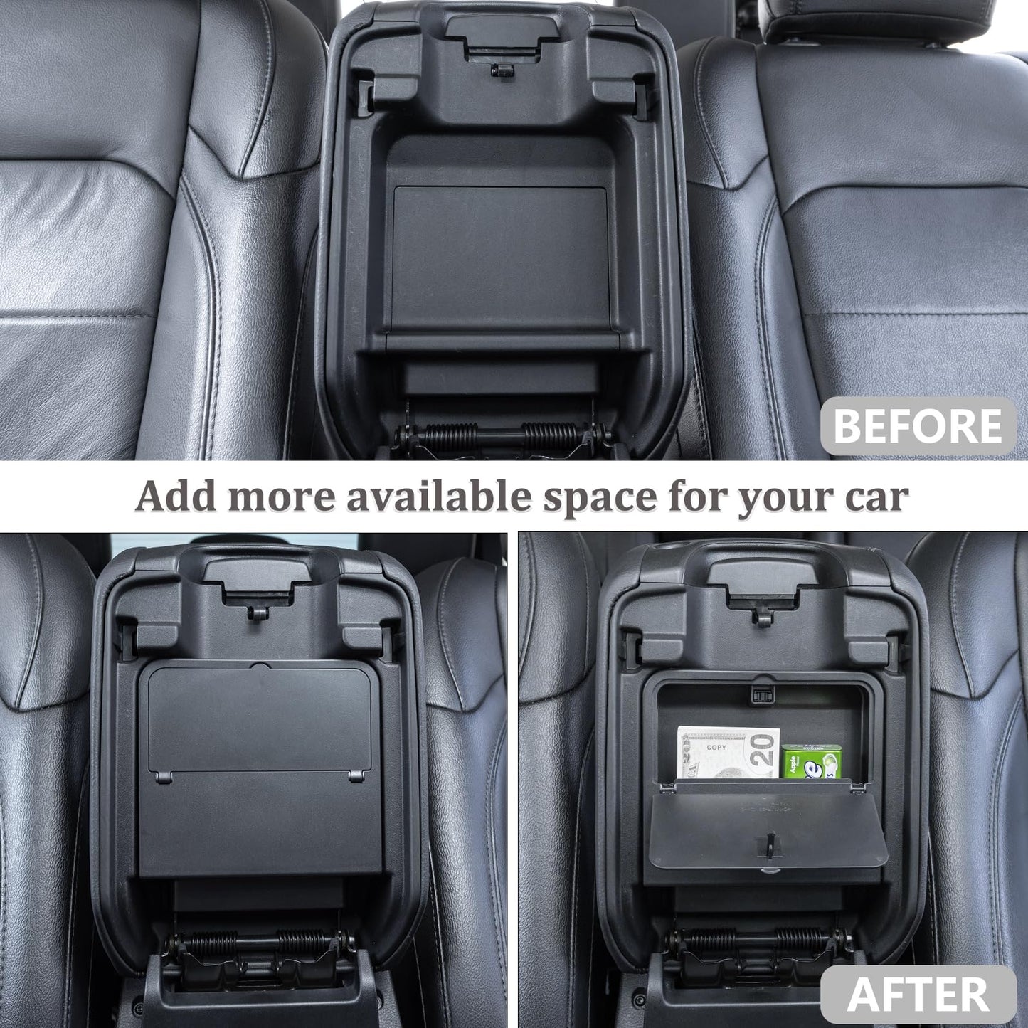 Center Console Hidden Organizer Box Compatible with Jeep Wrangler JL/JLU 4XE and Jeep Gladiator JT 2018-2026
