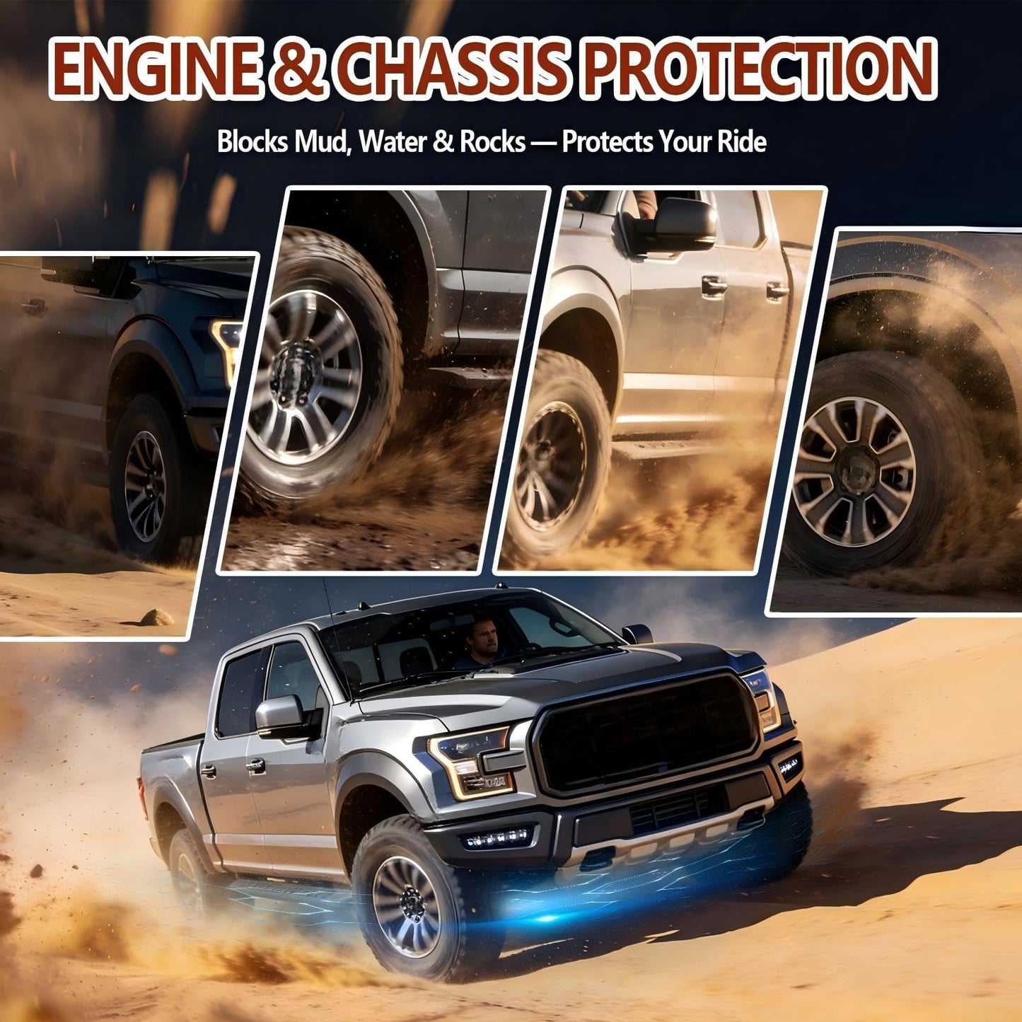 Engine Splash Shield Under Car Engine Shield Cover Compatible with Ford F150 2015-2024 (Not Fit Raptor) FO1228198C ML3Z7222D ML3Z-7222-D