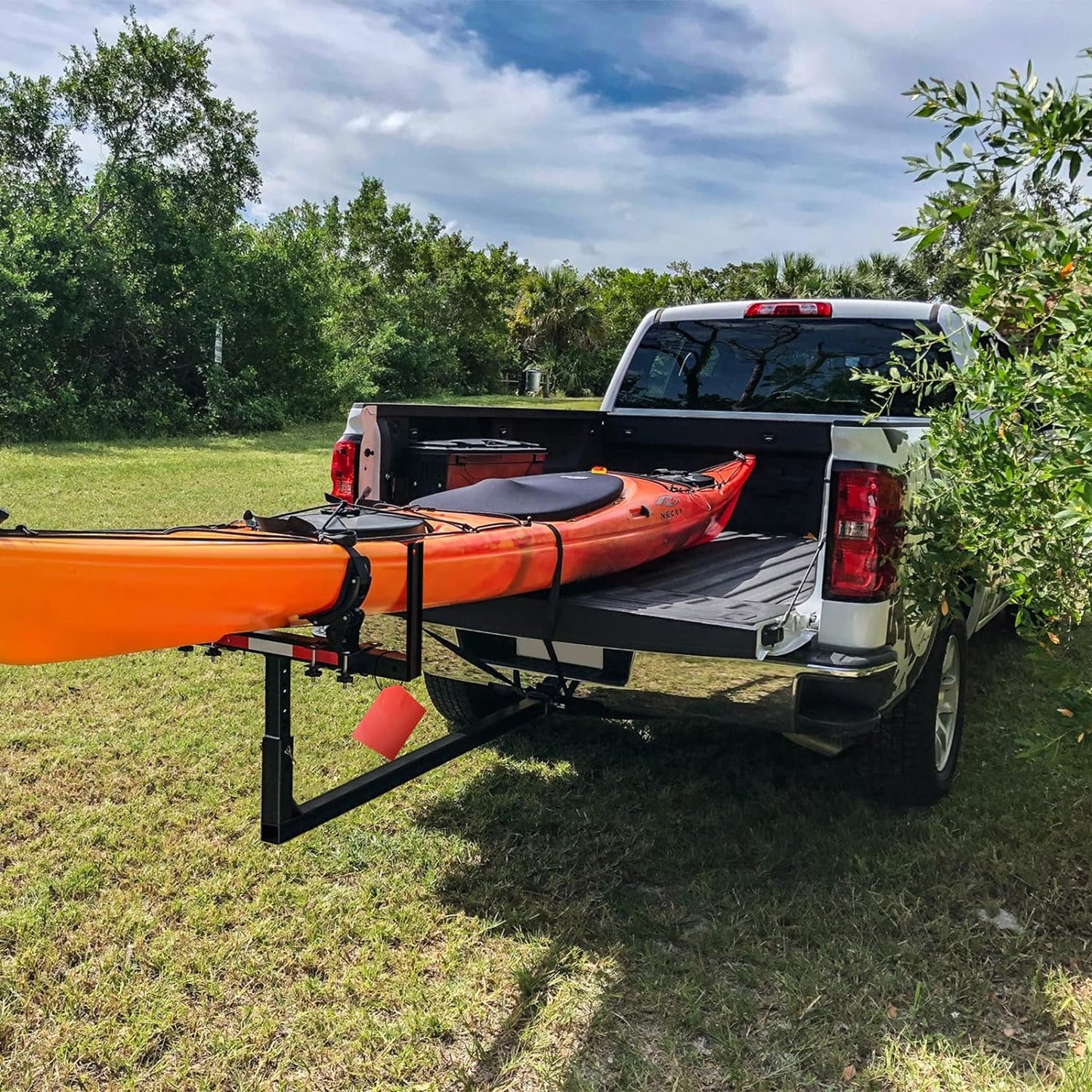 Truck Bed Extender, 2 in 1 Design Foldable Pick Up Truck Bed Hitch Mount Extension Rack ,800lbs Load Capacity