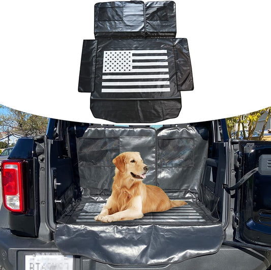 Dog Cargo Liner for Bronco 4 Doors, Water Resistant Pet Cargo Cover Dog Seat Cover Mat for Ford Bronco Accessories 2021 2022, with Bumper Flap Protector, 1pcs, (Flag)