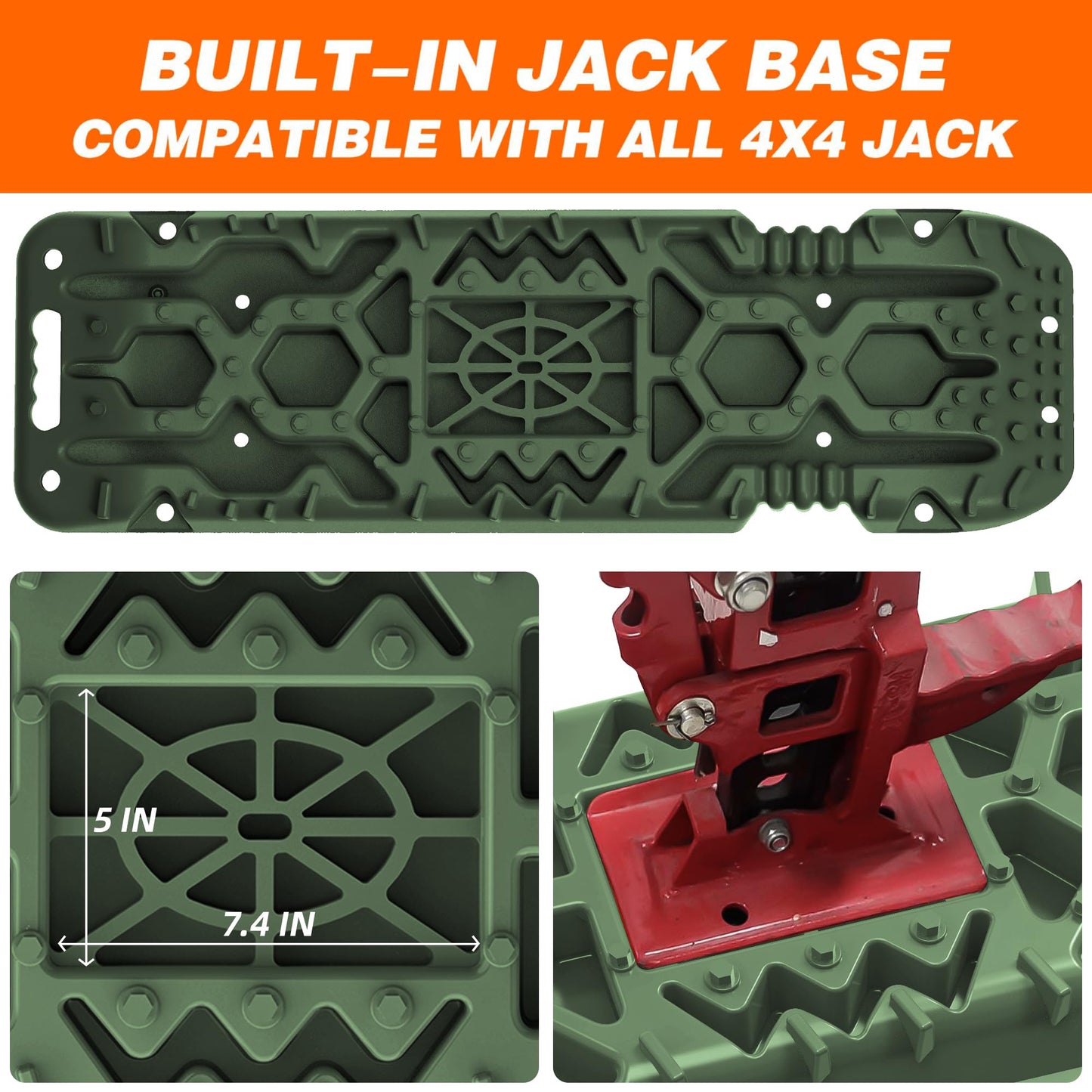 2PCS Traction Boards with Build-in Jack Base & Mounting Kit for Overlanding