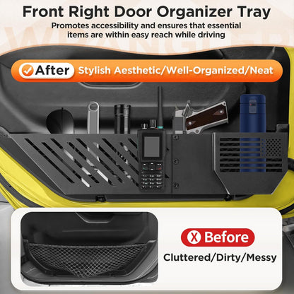2025 Upgrade Metal Front Door Storage Pockets for Jeep Wrangler JL JLU 4XE 2018-2025 Accessories/Gladiator JT 2020-2025 Accessories [Military-Grade Metal] Door Storage Box Matte Black