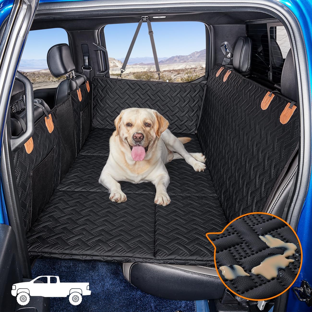 Dog Back Seat Extender for Truck,Truck Dog Seat Cover Back Seat,Dog Hammock for Truck,Hard Bottom Seat Extender for Dogs,Pet Seat Covers for Dogs,Dog Seat Cover for F150/RAM1500/Silverado