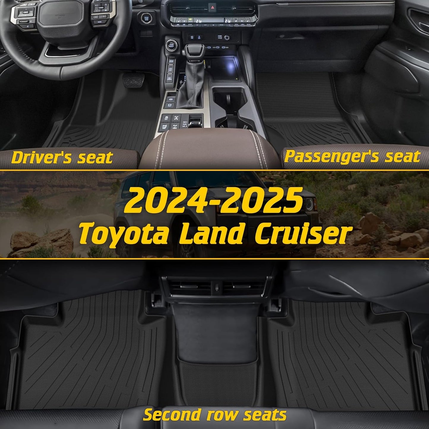 6 Pcs Floor Mats Cargo Mat Fit for Toyota Land Cruiser Prado LC250 2024-2026 / Lexus GX550 2024-2026