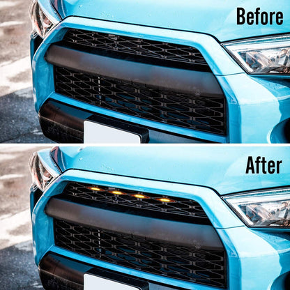 SEVEN SPARTA 4 PCS Grill Led Lights Compatible with Toyota 4Runner 2014-2024 TRD Pro Grille and 2014-2019 SR5, Premium, Limited, TRD Off-Road, Fuse and Instruction Included (Smoke Shell/Amber Light)