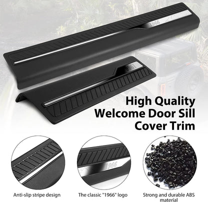 4Pcs Car Door Sill Guard Protector Compatible with Ford Bronco 4 Door 2021 2022 ABS Replacement Welcome Pedal Scuff Plate Entry Guard Sill Plate Anti Slip and Scratch Accessories - OMOTOR