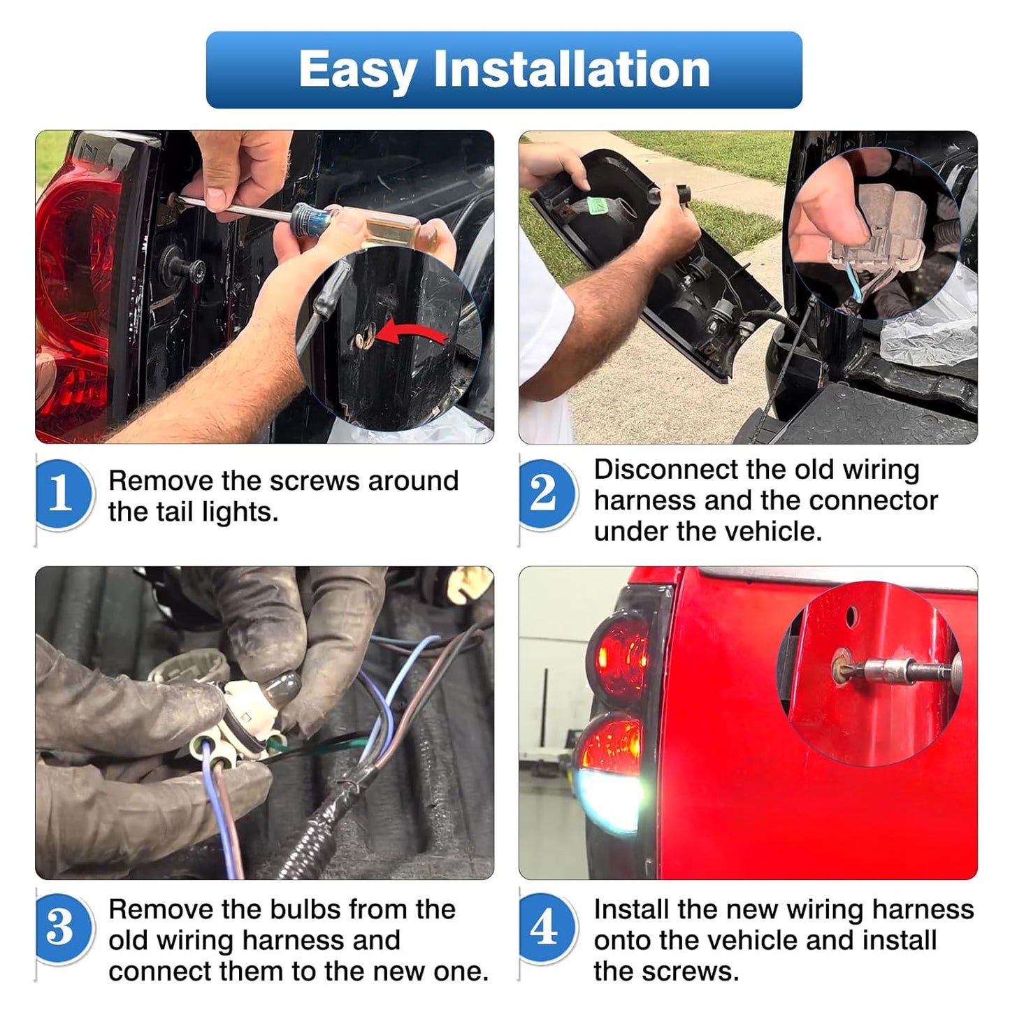 Tail Light Wiring Harness Compatible with 2003-2007 Chevy Silverado 1500 1500HD 2500 2500HD 3500 3500HD Replaces 16531401 16531402