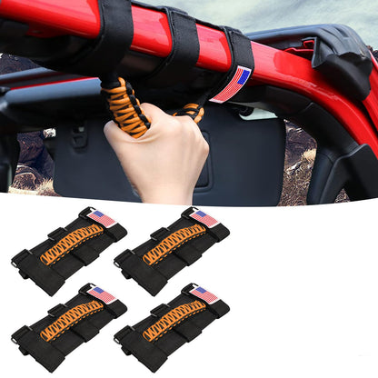 Paracord Grab Handles with American Flag For Jeep Wrangler CJ YJ TJ JL JK LJ JLU JKU & for Gladiator JT 1955-2023