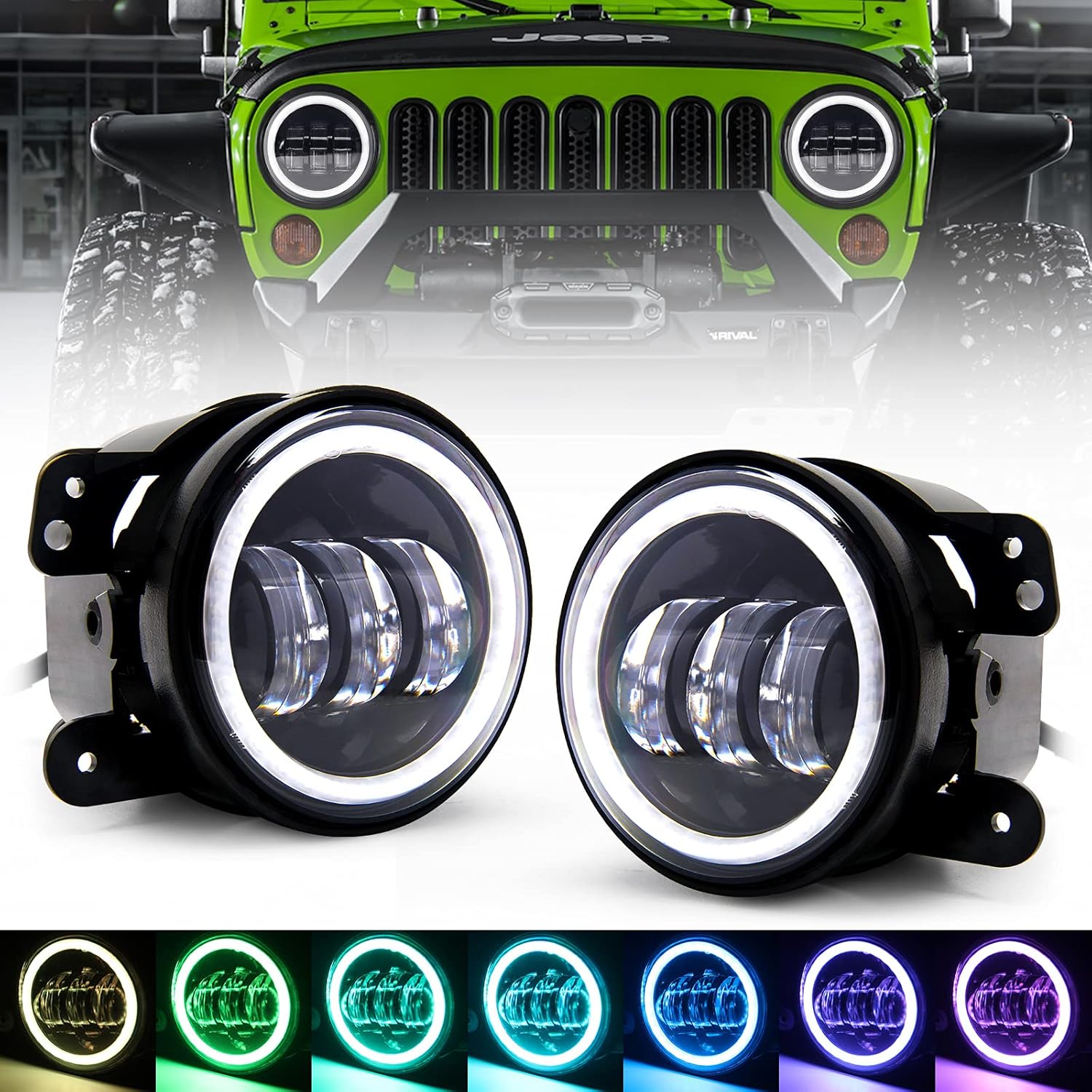 Led Fog Lights for Jeep Wrangler JK LJ TJ Sahara Sport Rubicon H1 H2 1997-2017