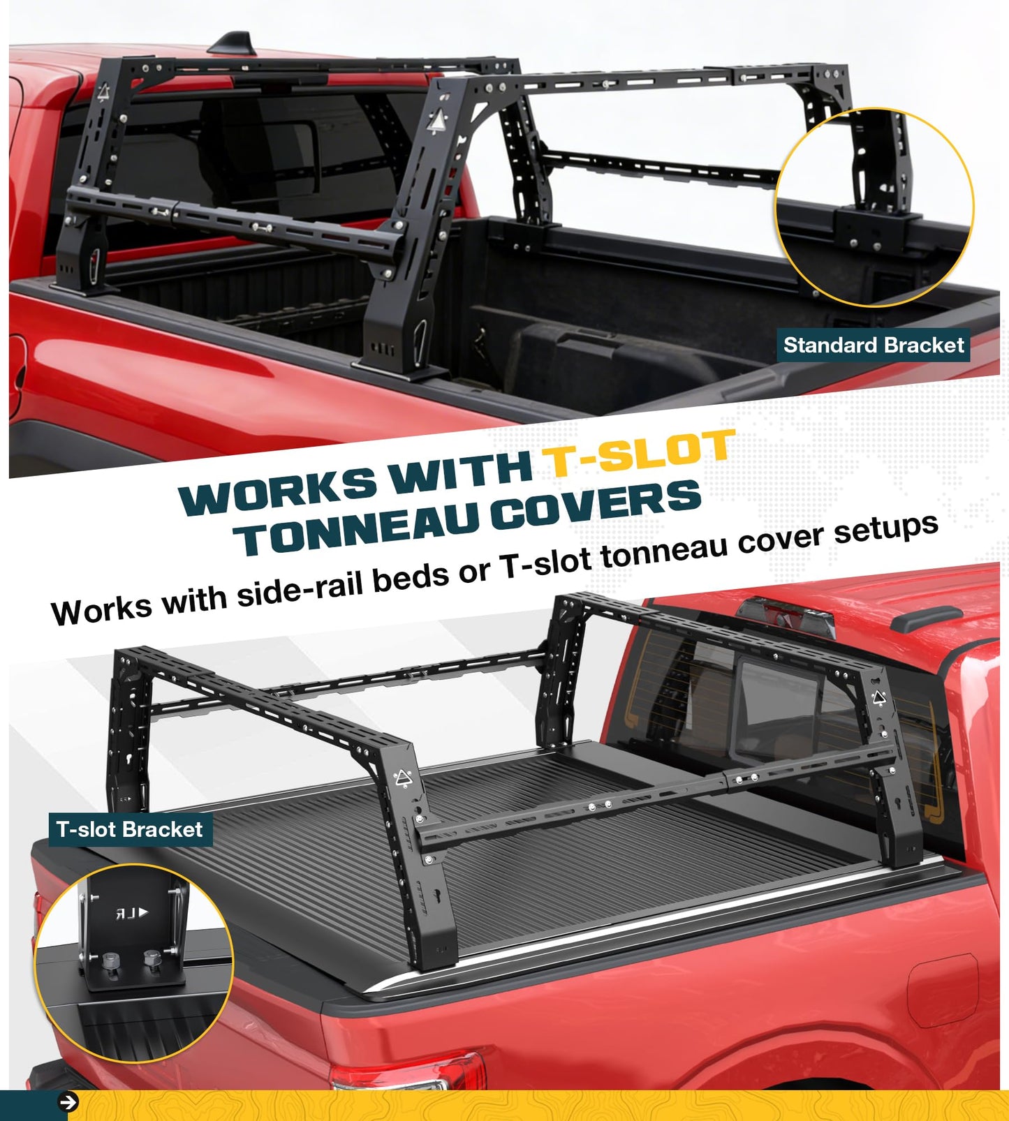Overland Bed Rack Fit for Full-Size Pickups with Side Cross Bars, Fit for F150/Ram 1500/Silverado/Sierra