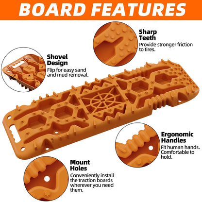 2PCS Traction Boards with Build-in Jack Base & Mounting Kit for Overlanding