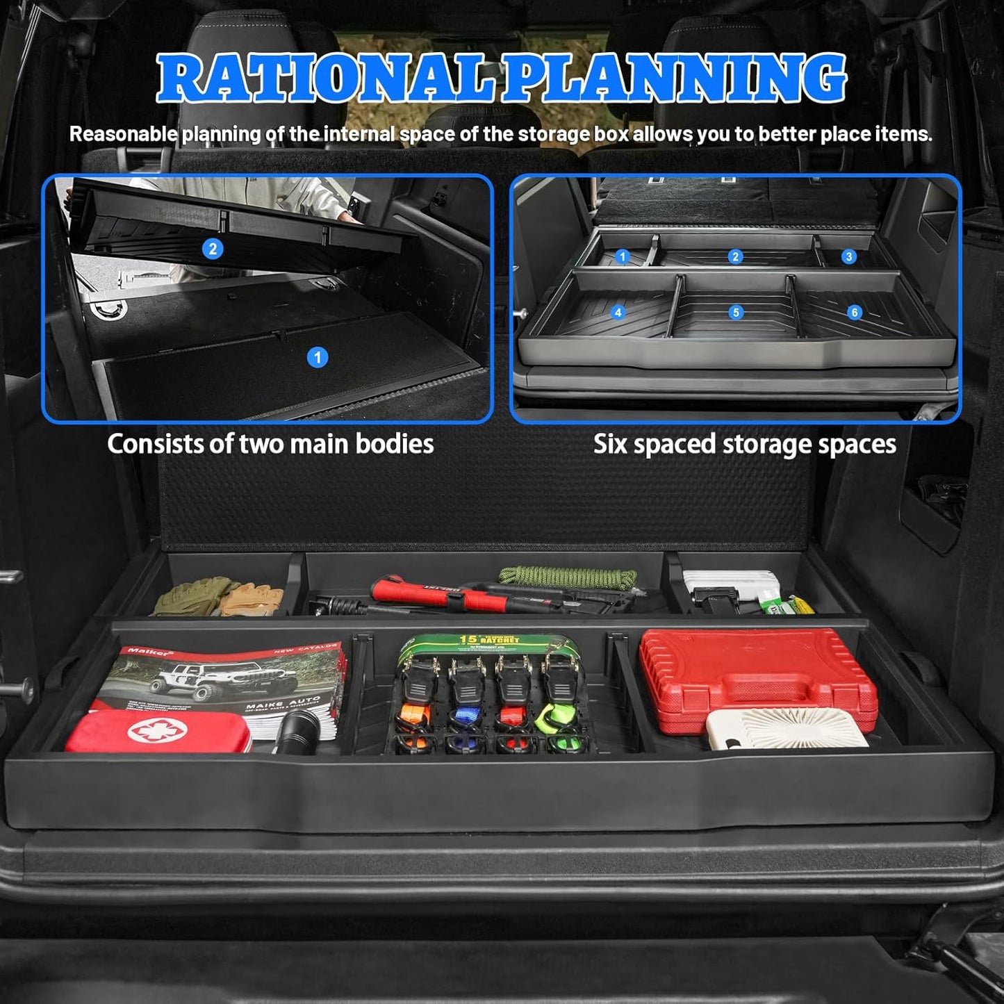 Rear Hidden Storage Box Compatible with Ford Bronco 2021-2025 4-Door