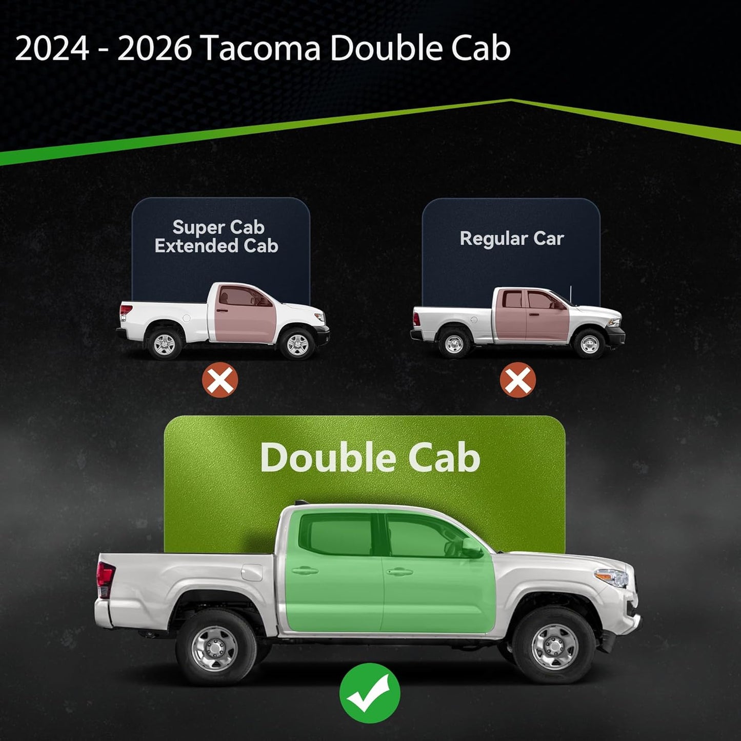 Carbon Steel Running Boards & Side Steps Compatible with 2024-2026 Tacoma Double Cab/Crew Cab