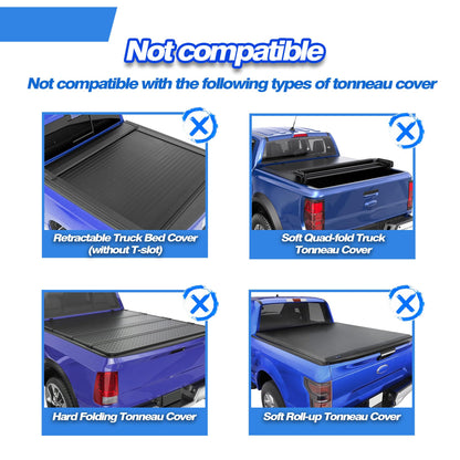 Adjustable Truck Bed Rack Cross Bars(2-Pack) for Mid-Size Trucks Compatible with Retractable Hard Tonneau Covers