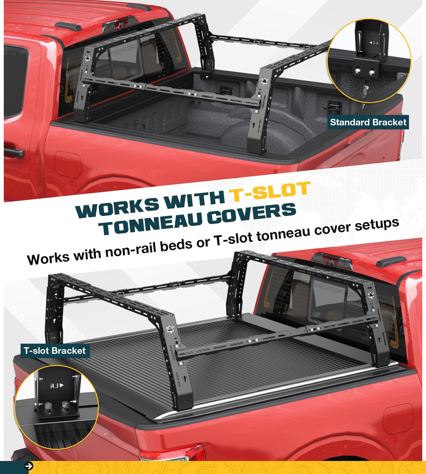 Overland Bed Rack Fit for Full-Size Pickups with Side Cross Bars, Fit for F150/Ram 1500/Silverado/Sierra
