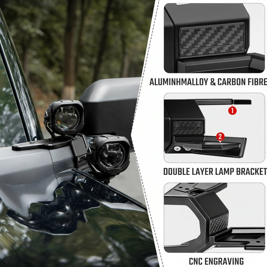 Aluminum A-Pillar Light System Mount For Ford Bronco 2021+(Not fit for Ford Bronco Sport)