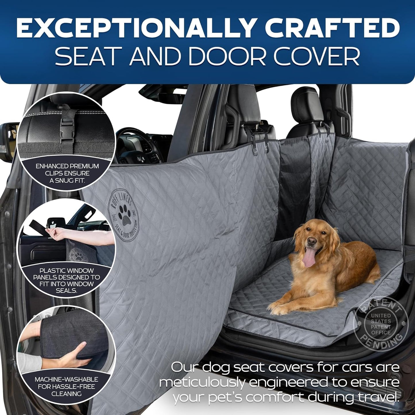 Pets Seat Covers for Trucks with Flip Up Rear Seats, Waterproof Floor Cover Hammock for Crew Cab Trucks, Dog Truck Accessories, Compatible with F150