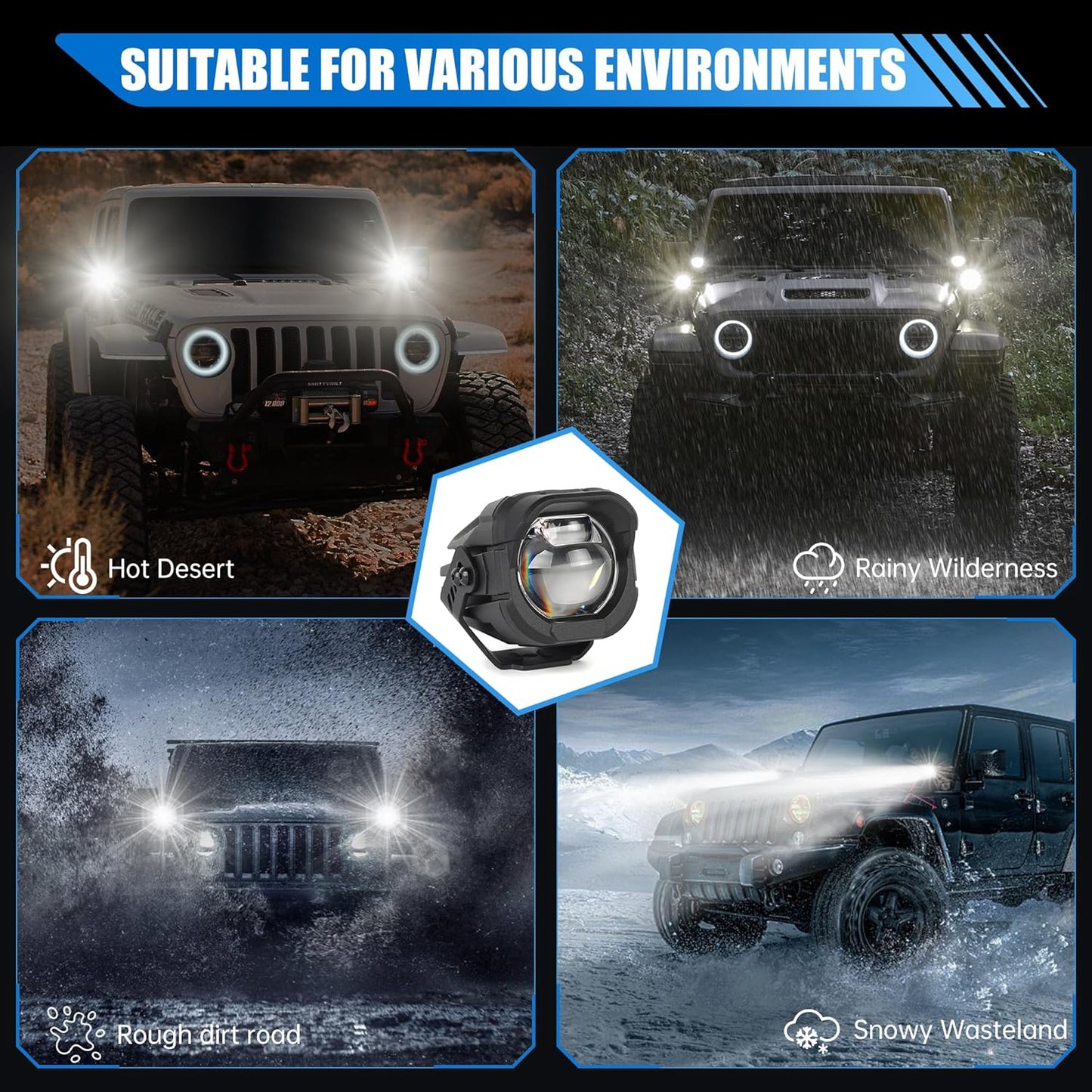 Aluminum High Low Beam Switchable A-Pillar Spotlight Trucks Fits For Jeep Ford etc ATV Motorcycle