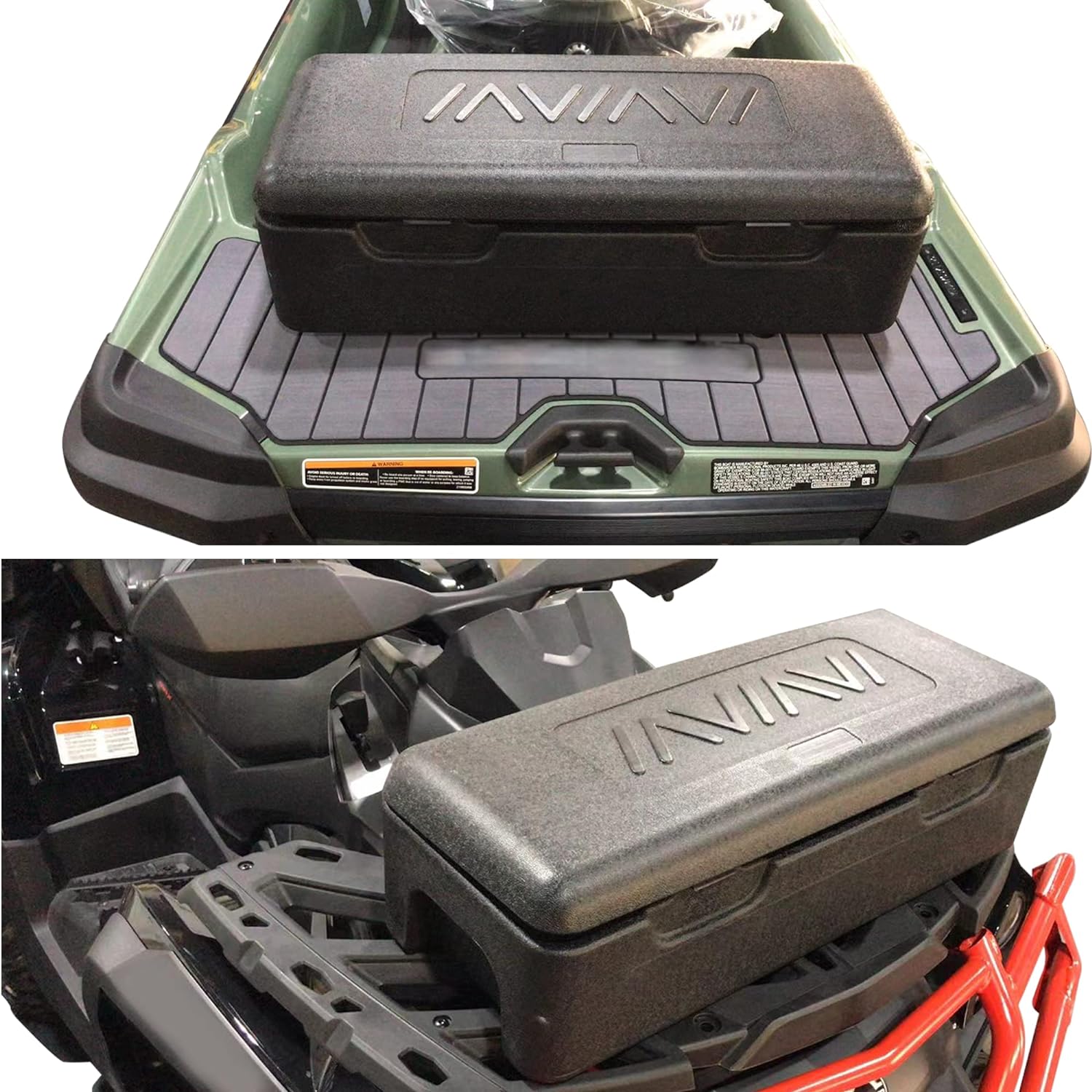 Universal ATV UTV Quad Storage Trunk Cargo Box for Front or Rear Rack All Moungting Hardware Included 30" W x 13" L x 10" H (Black)