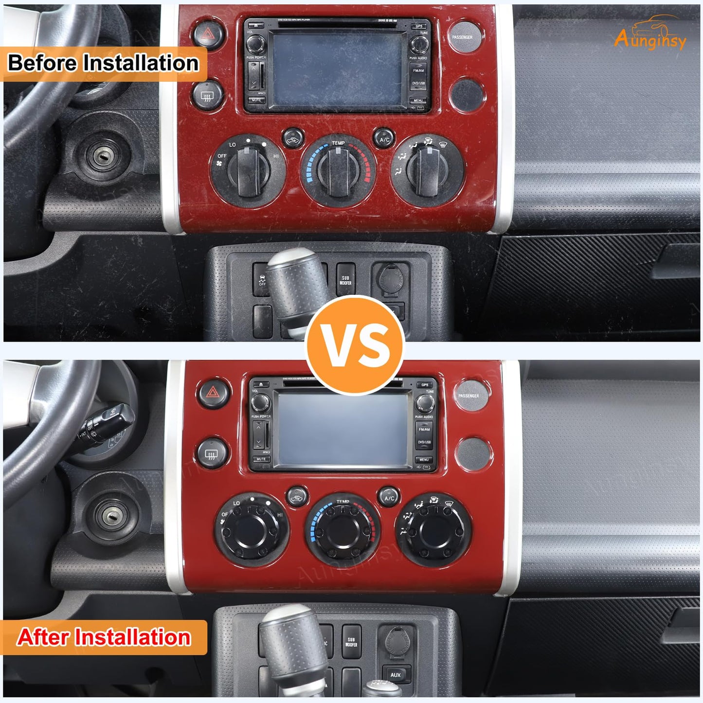 Center Console Air Conditioner Switch Button Knob Trim Cover Compatible with Toyota FJ Cruiser 2007-2021