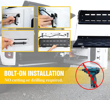 Double-Layer Tailgate Table for 2021 2022 Ford Bronco 2/4 Door Rear Foldable Cargo Shelf,Storage Shelf MOLLE Panel - OMOTOR
